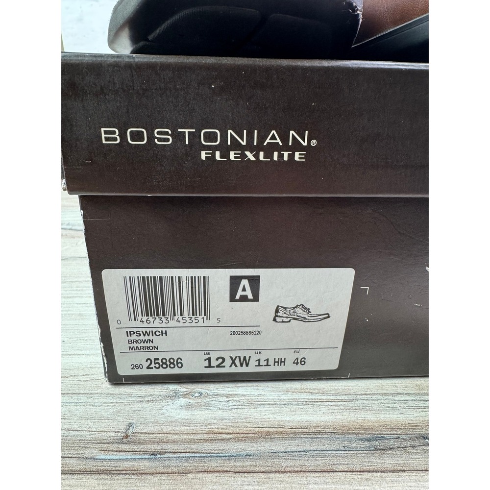 Bostonian Flexlite Ipswich Mens Brown Leather Bicycle Toe Dress Shoes 12 XW - Picture 8 of 8